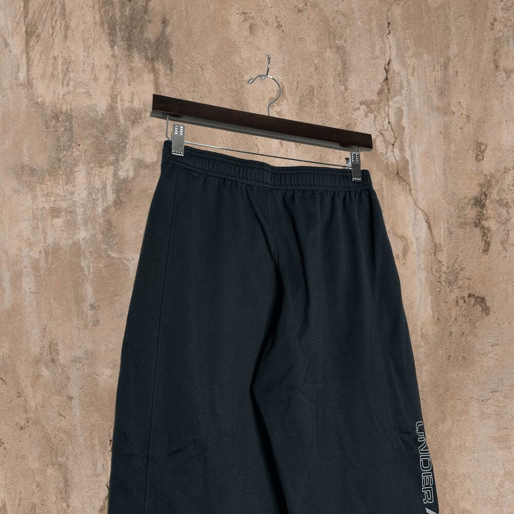 Vintage Y2K Black Under Armour Sweatpants Youth Large Relaxed Fit Grey Logo - Picture 4 of 5